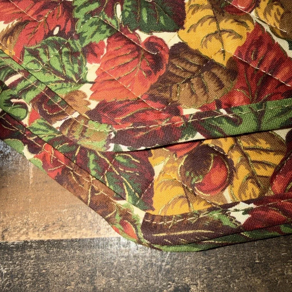 VTG Louisville Saydah Fall Leaves Quilted Placemats Set 4 Cotton Autumn NWT